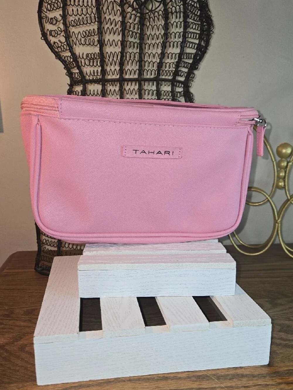 Pink Bow Accent Women's Cosmetic Bag